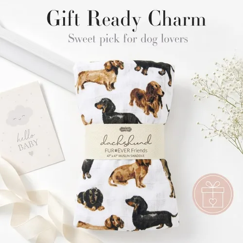 Miniatura 3 de Mud Pie Manta Envolvente para Bebé con Estampado de Dachshund, 47" x 47
