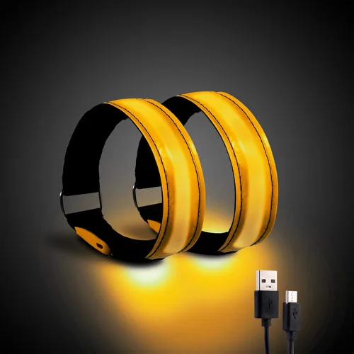 Luz de correr para corredores (paquete de 2) pulsera LED recargable reflectante para correr, banda de luz LED para corredores, ciclistas, caminantes