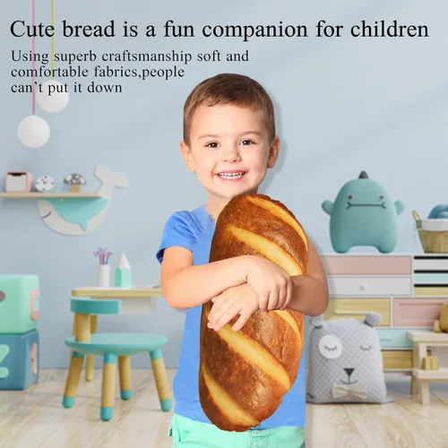 Miniatura 4 de Almohada de pan de 15.7 pulgadas, divertido juguete de peluche con forma de pan relleno para decoración del hogar