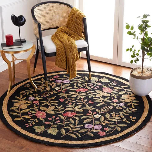 Miniatura 11 de SAFAVIEH Chelsea Collection - Alfombra decorativa de 1 pies 8 pulgadas x 2 pies 6 pulgadas, color negro, lana de campo francesa enganchada a mano