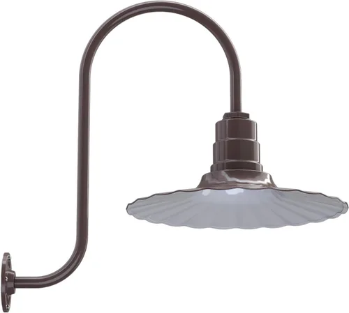 Miniatura 11 de Steel Lighting Co. Highland Park - Luz de granero Montada en la pared al aire libre Onda radial de 16 pulgadas Brazo recto de 11 pulgadas