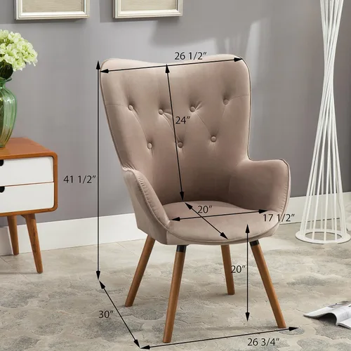 Miniatura 2 de Roundhill Furniture - Silla decorativa doarnin contemporánea de terciopelo sedoso con respaldo de botones, Tela, Chocolate