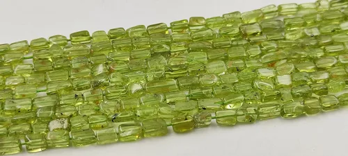 Miniatura 2 de Hanumat Gems" - Lote de 10 hebras de peridoto verde natural, cuentas de piedras preciosas de forma rectangular, cuentas planas irregulares