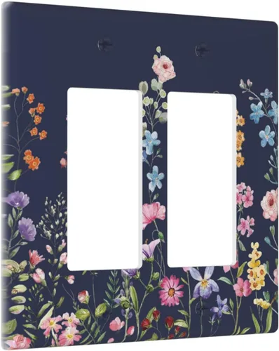 Miniatura 125 de Placa Cubierta de Interruptor de Luz de Palanca Individual con Diseño de Flor Botánica en Tablero de Madera Rústico Estilo Granja - Placa de Pared