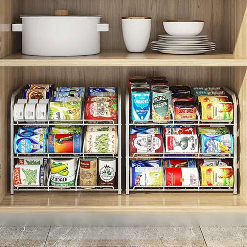 Miniatura 4 de Organizador de latas, dispensador de almacenamiento de latas apilable de 3 niveles, para almacenamiento de alimentos, armarios de cocina o despensa