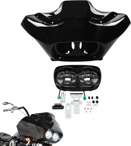 Miniatura 11 de TCMT Carenado exterior interior y proyector de faros delanteros LED dual de 5.75 pulgadas para modelos Harley Road Glide FLTR 1998-2013 Road Glide