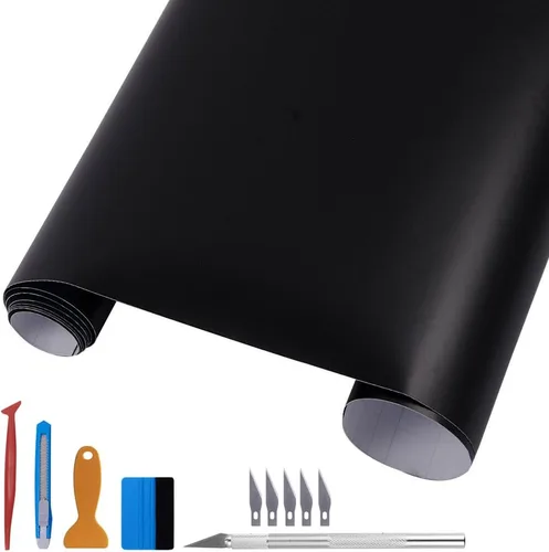 Miniatura 6 de LZLRUN - Rollo de cinta adhesiva de vinilo mate con liberación de aire color negro - Incluye juego de herramientas de instalación (1/2" x 30 pies)