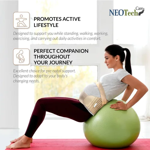Miniatura 21 de NeoTech Care Cinturón de maternidad para embarazo, soporte para espalda, abdomen, cintura, pelvis (talla L, color marfil)