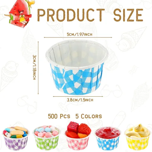 Miniatura 2 de Nuogo 500 vasos desechables de 1.5 onzas para soufflé, mini vasos de papel para muestra de condimentos pequeños para salsa de tomate, sacramento