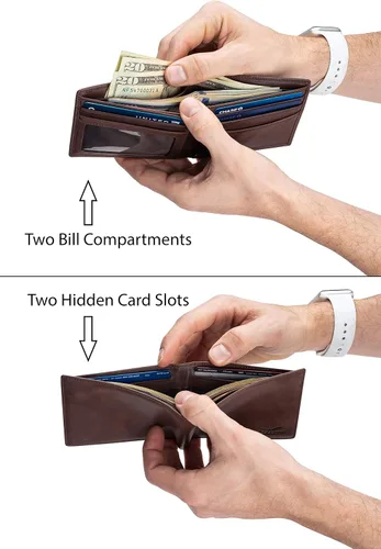 Miniatura 8 de Cartera para hombre billetera RFID delgada de piel auténtica regalo para hombres empaquetado en una elegante caja de regalo