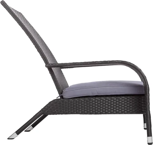 Miniatura 5 de Pacifico - Sillón de mimbre negro con cojín gris, para todas las estaciones, ligero, estilo Adirondack, duradero y elegante sillón para exteriores