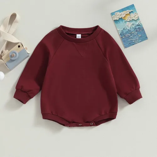 Miniatura 2 de Sudadera para bebé niño y niña, color liso, cuello redondo, suéter de manga larga de gran tamaño, con bolsillo