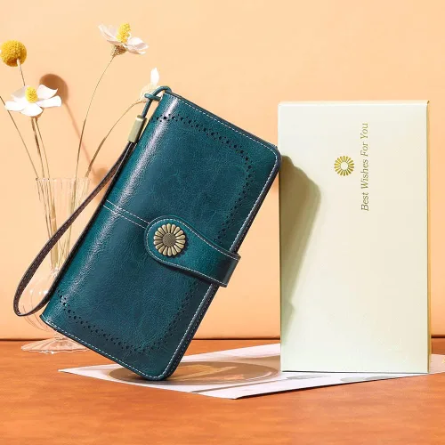 Miniatura 6 de SENDEFN Billeteras de cuero para mujer, tarjetero de crédito con bloqueo RFID, pulsera de gran capacidad with RFID Blocking, Large Capacity