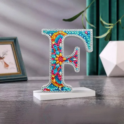 Miniatura 11 de YOYA Letras de Artesanía de Madera con Arte de Diamantes 5D de 6 Pulgadas para Decoración de Pared, Kits de Arte de Diamantes de Letras de A