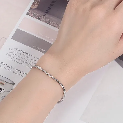 Miniatura 4 de Pulsera de plata de ley 925 para hombres y mujeres, 0.118 pulgadas, eslabones cuadrados Rolo Link, cadena redonda de 6.3 pulgadas, 6.7 pulgadas, 7