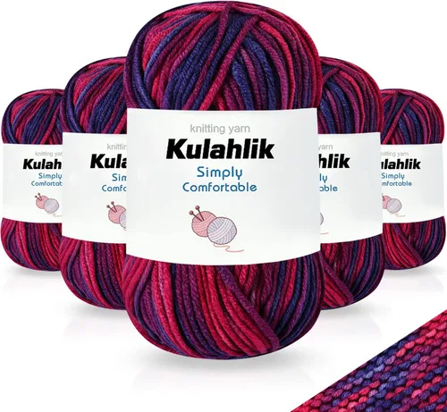Miniatura 129 de 50g (1x50g) Hilo Acrílico para Crochet y Tejido, Hilo Degradado Colorido, 1 Rollo de Madejas, Hilo Acrílico Multicolor, Perfecto para Proyectos