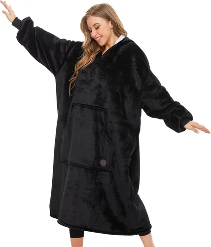 Miniatura 64 de Three Poodle - Manta con capucha portátil para niños, sudadera de sherpa de gran tamaño con capucha gigante, manta con capucha cálida y acogedora