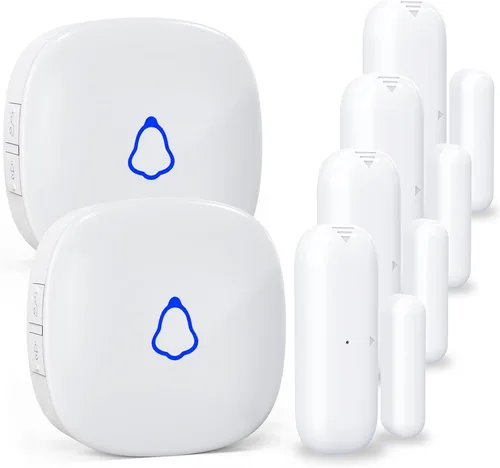 Miniatura 8 de Timbre de puerta METEK, alarma inalámbrica de sensor de contacto para puertas abiertas con alcance de 500 pies, 58 timbres y 5 niveles de volumen