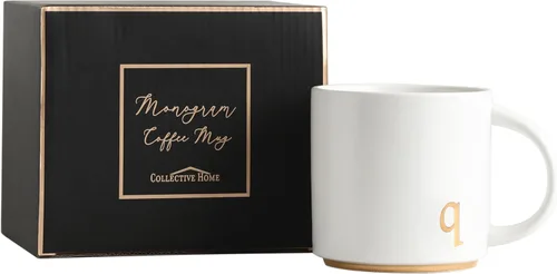Miniatura 34 de COLLECTIVE HOME - Tazas de cerámica con monograma, tazas de café con inicial dorada de 15 onzas, elegantes tazas de té del alfabeto, elegante taza