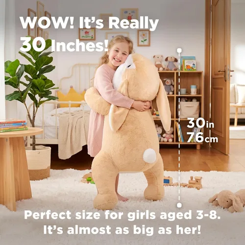 Miniatura 2 de IKASA Juguete de peluche de conejo gigante, conejito grande de 30 pulgadas, juguetes de peluche para niños y niñas