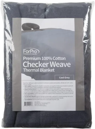 Miniatura 5 de ForPro Professional Collection Manta térmica de masaje prémium a cuadros, 100% algodón, para mesas de masaje, camas, sofás, 66 x 90 pulgadas, gris