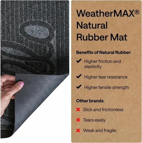 Miniatura 6 de Gorilla Grip WeatherMax - Tapete para todas las estaciones 100% impermeable, 23x35 pulgadas, goma natural duradera, resistente a manchas y Carbón