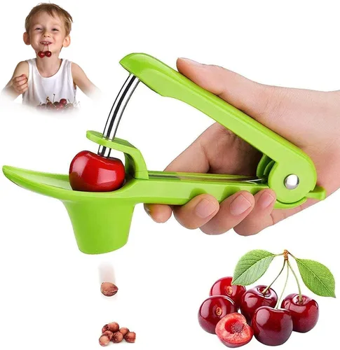 Herramienta de descarador de cerezas, removedor de núcleo de semillas de cerezo resistente, herramienta removedor de deshuesador de cereza con Verde