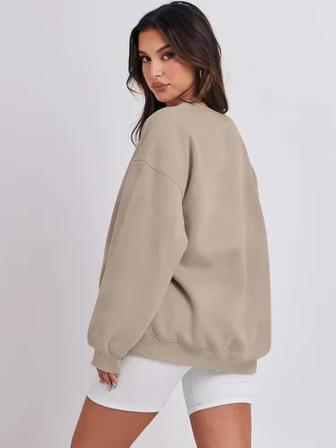 Miniatura 4 de ANRABESS Sudaderas de gran tamaño con capucha para mujer, cuello redondo, sin botones, ropa casual de otoño, ropa de preparación, adolescentes