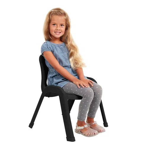 Miniatura 5 de ECR4Kids Silla apilable SitRight de plástico, 11 pulgadas, muebles de aula, negro, paquete de 4