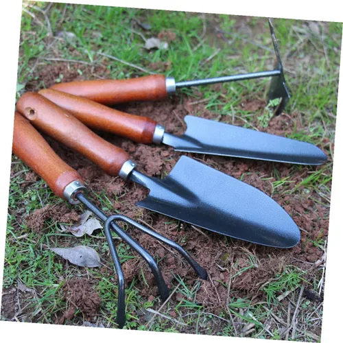 Miniatura 7 de NUOBESTY 4pcs Thickened Mini Iron Shovel Garden Tool Set with Handles Planting and Weeding Spade Kit for Seedling Transplanting and Cultivating