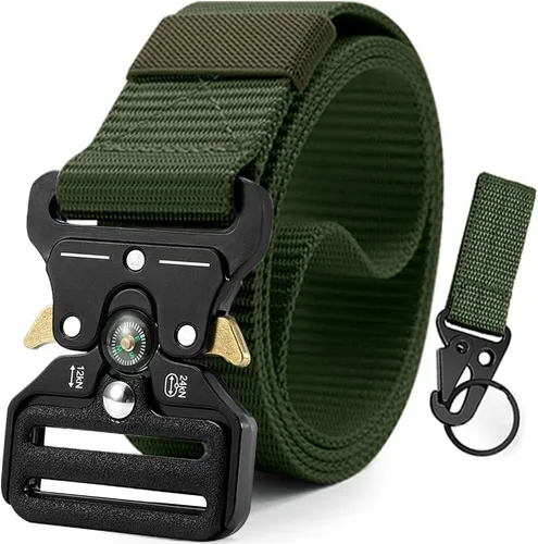 Miniatura 17 de DOOPAI Cinturón táctico para hombre, tela militar de nailon negro con hebilla de liberación rápida, ideal para el trabajo, senderismo 21-1 Negro