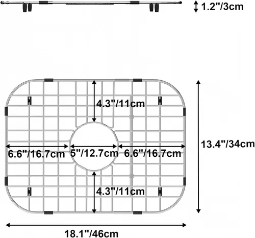 Miniatura 3 de Rejilla inferior para fregadero de cocina, protector de rejilla de fregadero de acero inoxidable para cocina, fregadero individual, protector