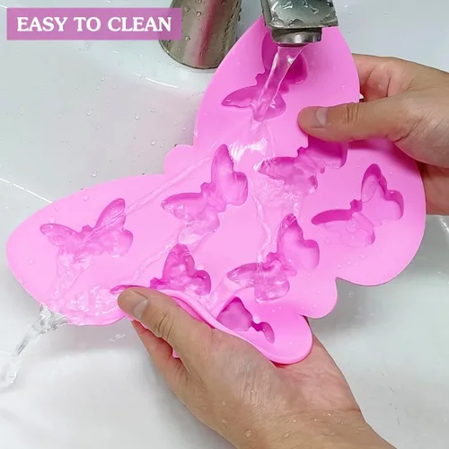 Miniatura 6 de YuCool - 3 moldes de silicona con forma de mariposa para chocolate, antiadherentes Color:Pink,Blue,Purple,food grade silicone,suitable for ovens