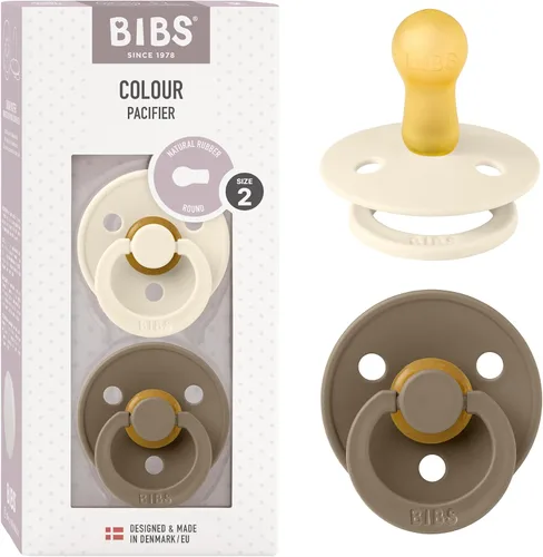 Miniatura 75 de BIBS - Paquete de 2 chupetes Bibs Colour, calmante, libre de bisfenol A, punta redonda, látex de goma natural Noche de vainilla