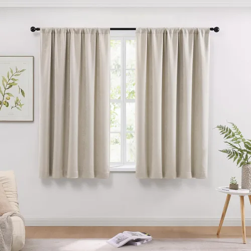 Miniatura 27 de WRENSONGE Cortinas opacas para dormitorio, cortinas opacas negras de 63 pulgadas de largo para sala de estar, ventanas, cocina, habitación, cortinas