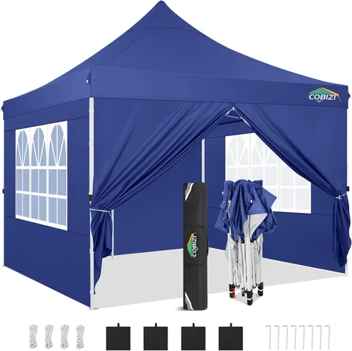 Miniatura 18 de COBIZI 10x30 Toldo desplegable con bolsa con ruedas y 8 paredes laterales extraíbles, toldos impermeables para exteriores, tiendas de campaña