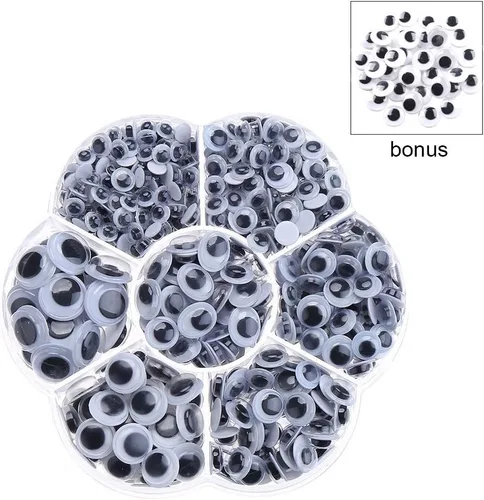 Miniatura 2 de Decora 1 caja de ojos de juguetes con autoadhesivo, surtido., Plástico, Blanco y Negro, S