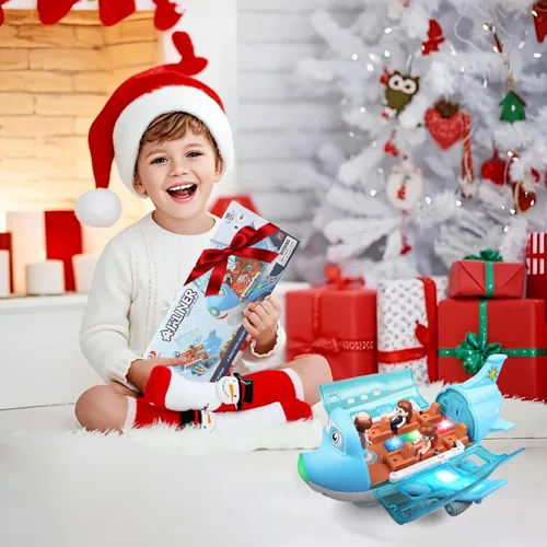 Miniatura 8 de Juguetes de avión para niños pequeños de 1 a 3 a 5 años, acción Bump and Go, avión de juguete para niños de 4 a 7 años, avión de juguete musical