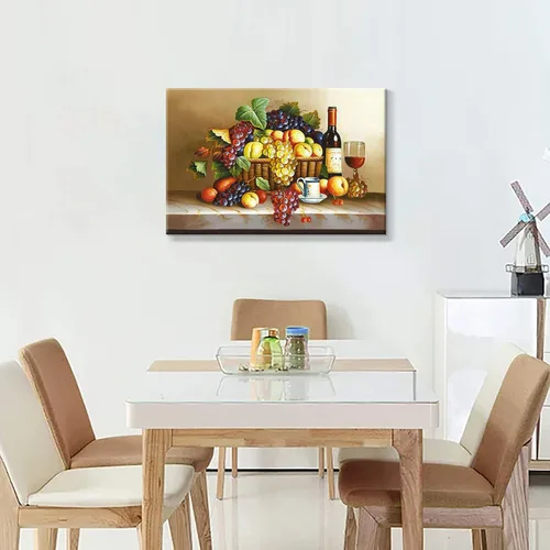 Miniatura 3 de Arte de pared con imagen de vino de uva: pintura al óleo de frutas vintage, impresión contemporánea en lienzo de comida contemporánea, obra de arte