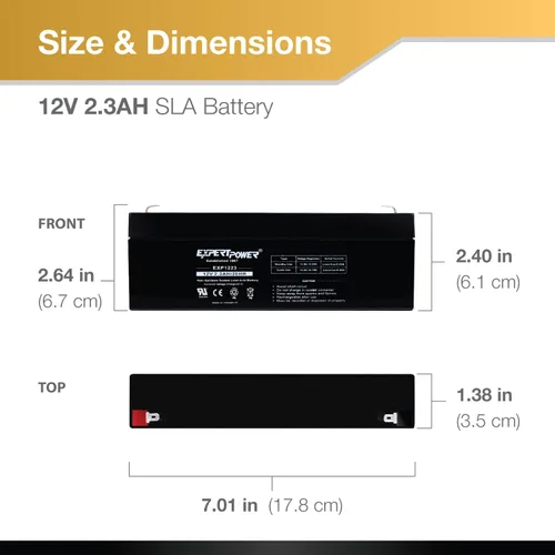 Miniatura 3 de Batería recargable AGM VRLA de 12V 2.3Ah – Reemplazo para sistemas de alarma, paneles de incendios e iluminación de emergencia – 12 voltios 2.3