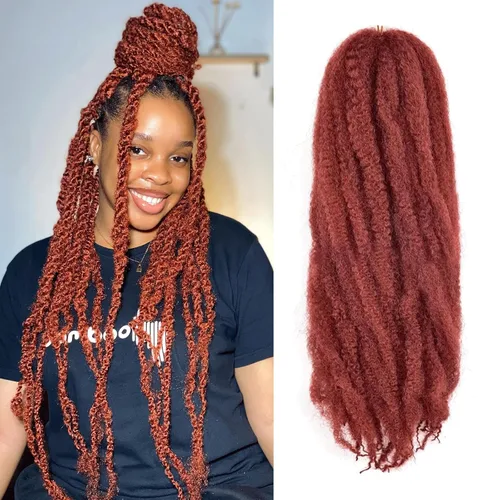 Miniatura 8 de ToyoTress Bob Marley Twist Hair - 8 Pulgadas Paquete de 6 Cabello Marley Negro Corto Para Locs Falsos, Extensiones de Cabello Rizado Afro Kinky