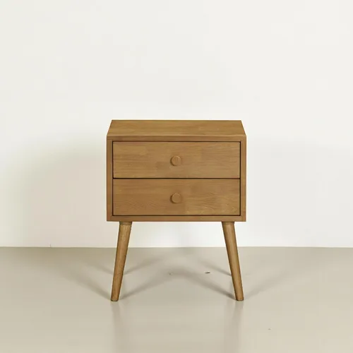 Miniatura 10 de NTC Mesita de noche Lux de roble macizo con cajón, mesa auxiliar moderna de mediados de siglo, muebles de noche, mesa auxiliar, fácil montaje, negro