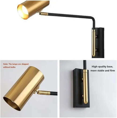 Miniatura 5 de Lámpara de pared con brazo oscilante ajustable, lámpara de pared LED postmoderna retro industrial para decoración interior para dormitorio, pasillo