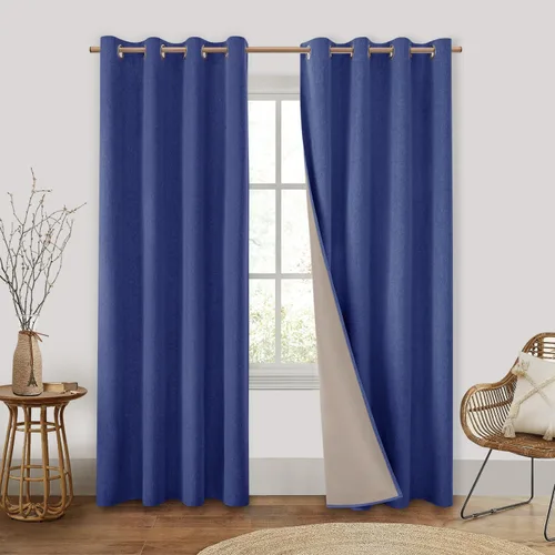 Miniatura 36 de Homeideas Cortinas Rosa Claro 100% Opacas de 84 Pulgadas de Largo, Gruesas Cortinas de Lino Sintético/Mezcla de Lino Texturizadas, Lindas Cortinas