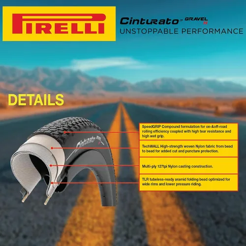 Miniatura 3 de Pirelli Cinturato Gravel H Classic 45-622 (700 x 45c) Neumático de bicicleta de grava diseñado para terreno compacto, compuesto SpeedGRIP para un