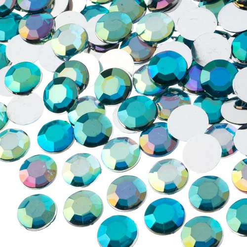 Miniatura 13 de John Bead 400 piezas de diamantes de imitación redondos acrílicos de 0.472 in (SS50), color verde, acrílico con parte trasera plana para hacer