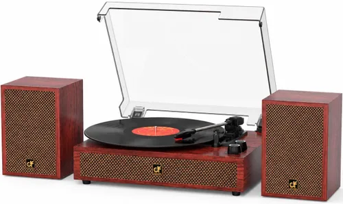 Miniatura 8 de Tocadiscos Bluetooth con altavoces externos tocadiscos de transmisión por correa para discos de vinilo, altavoces estéreo duales, reproductores LP