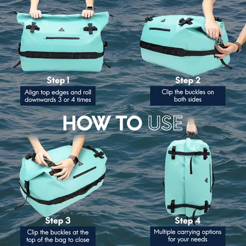 Miniatura 7 de Haimont Mochila Duffel Grande Impermeable con Parte Superior Enrollable, Bolsa Duffel Seca de Servicio Pesado para Navegación, Viajes, Camping