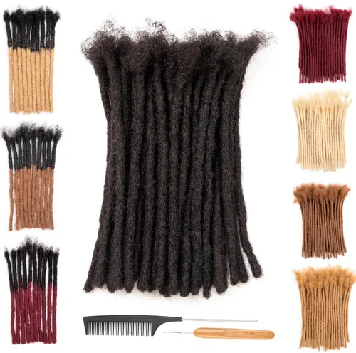 Miniatura 31 de DAIXI 0.2cm y 0.4cm y 0.6cm y 0.8cm de grosor 4-18 pulgadas 10 hebras extensiones de rastas de cabello humano 100% real para hombres/mujeres