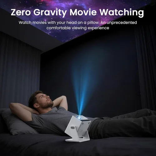 Miniatura 10 de Proyector inteligente ANSI 1500, proyector portátil con WiFi y Bluetooth, HAPPRUN 4K Full HD Home Theater con soporte de 270°, sonido Dolby